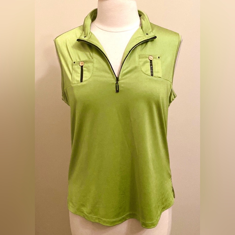 Jamie Sadock Women’s Golf Lime Green SZ L Golf Tennis Athleisure Sporty Top